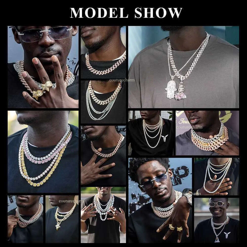 moissanite Cuban Link Chain Custom chain Pendant Necklaces Pass Test Vvs Moissanite Dia Hip Hop Men Jewelry