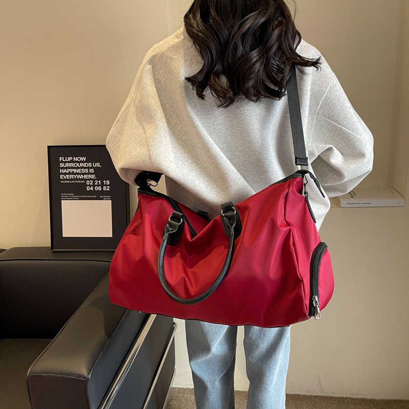 New Korean Fashion Travel Bag for Women, Solid Color Luggage Storage Crossbody Bag, Large Capacity Business Trip Travel Handbag