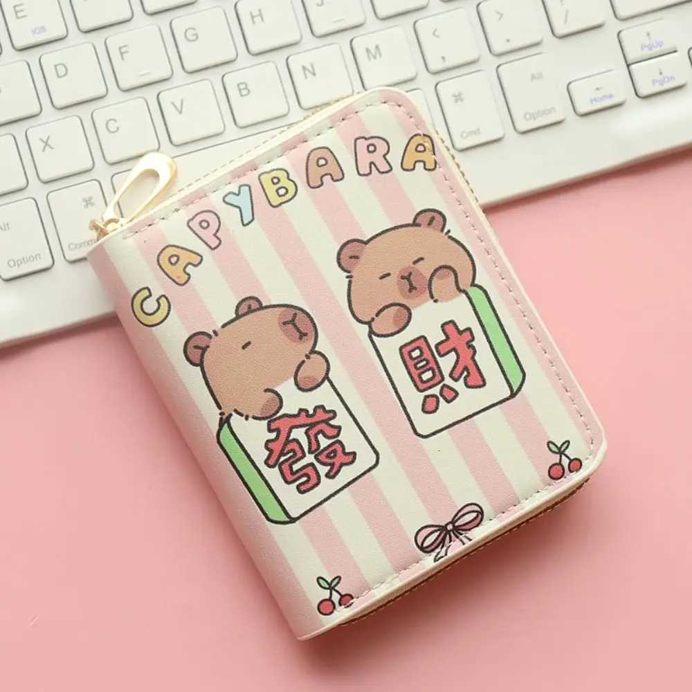 Cute Cartoon Capybara Money Coin Purse PU Leather Zipper Credit Card Holoder INS Style Card Wallets for Girls Students GiftW251017