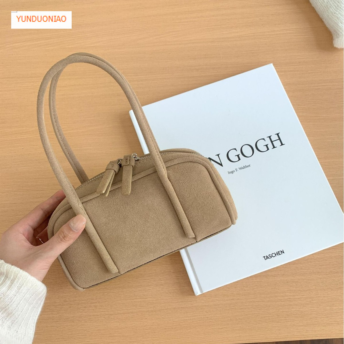 Autumn and winter suede Boston bag fashionable retro style luxury handbag new designer bag women's shoulder crossbody bag