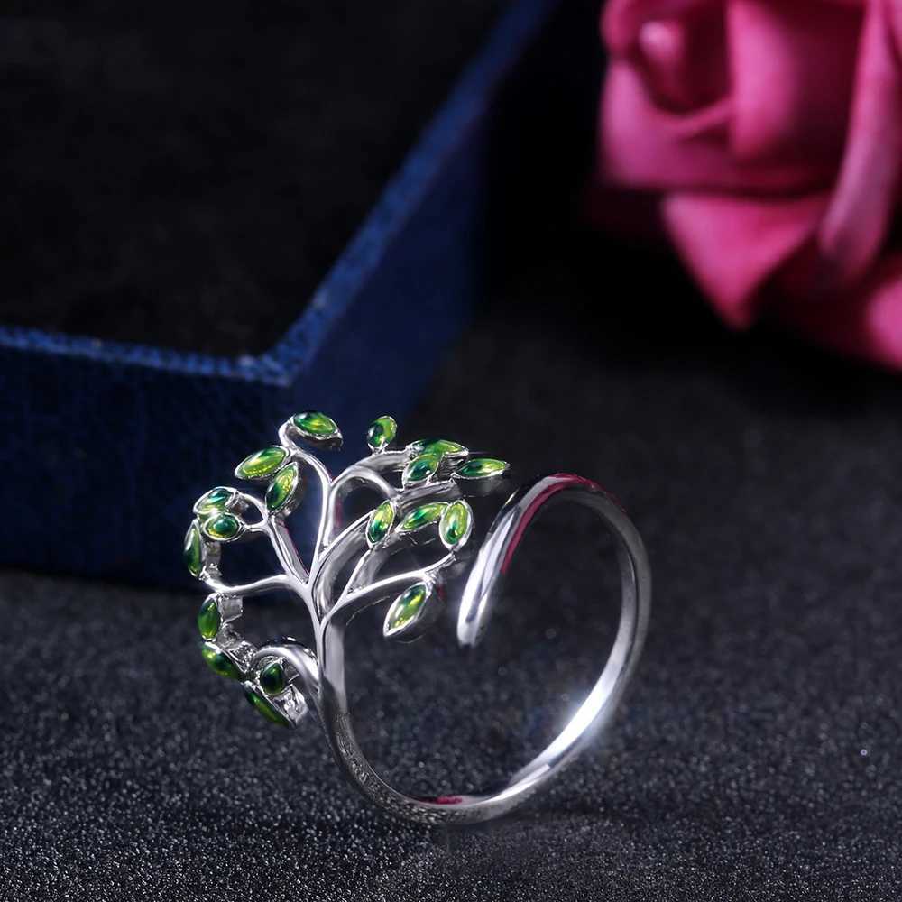 Huitan Live Tree Shaped Cocktail Party Women Ring Fresh Stylish Birthday Pleased Gift For Women Fashion Adjustable Open RingsW251017