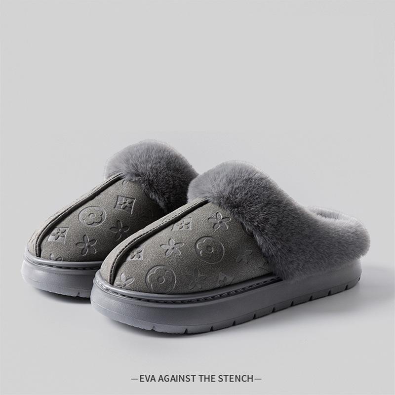 Winter New Home Shoes Fleece Lined Warm Thick Sole Outdoor Indoor Fashion Cotton Slippers
