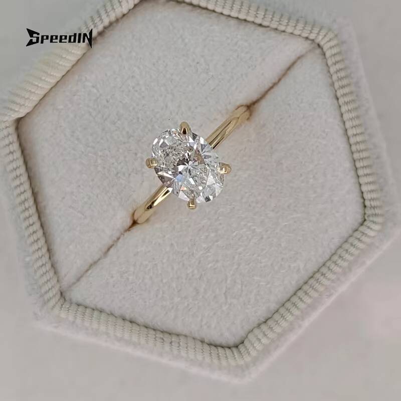 Speedin High Quality Jewelry Custom 14k 18k Goild DEF Oval Solitaire Single Lab Grown Diamond Engagement Ring