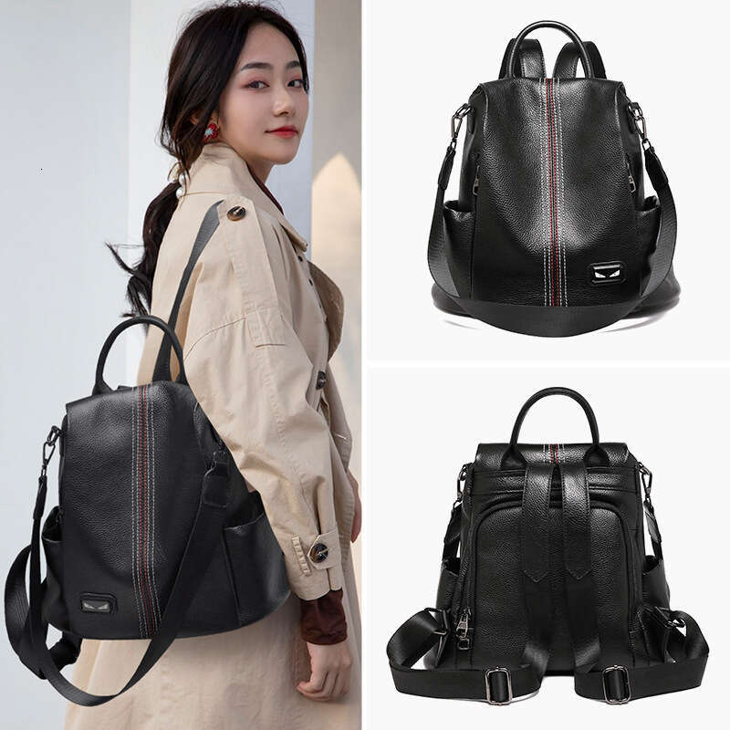 Luxury Bag Women's Genuine New Designer Versatile Soft Leather Fashion S Bag Large Capacity Travel Backpack