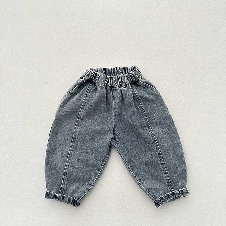 2025 Autumn New Children Jeans Fashion Girls Harem Pants Loose Kids Denim Trousers Boys Simple Casual Pants Baby ClothesT251017