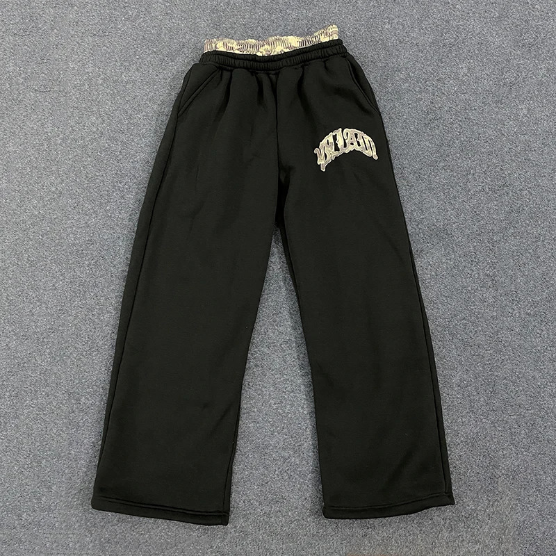 Leopard Print Letter Embroidered Double Waistband Street Casual Pants Y2K Style Mens And Womens Versatile Sweatpants 251017