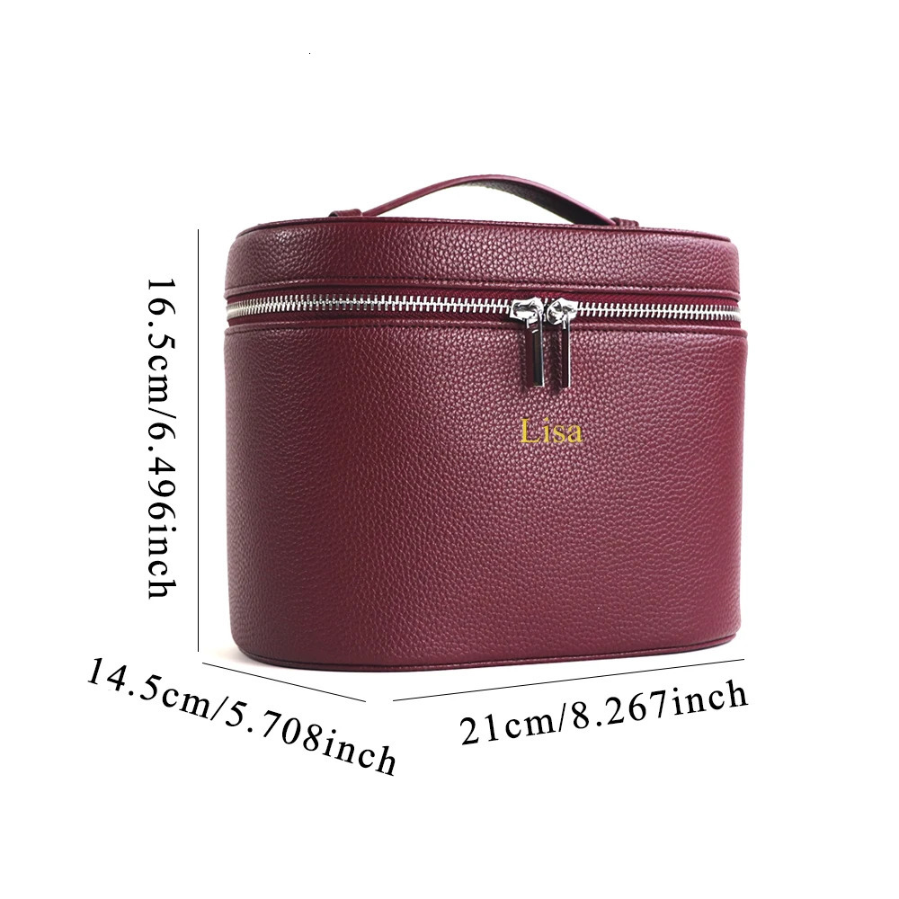 Largecapacity PU leather cosmetic box with internal storage box customizable names and letters travel portable cosmetic bag251011