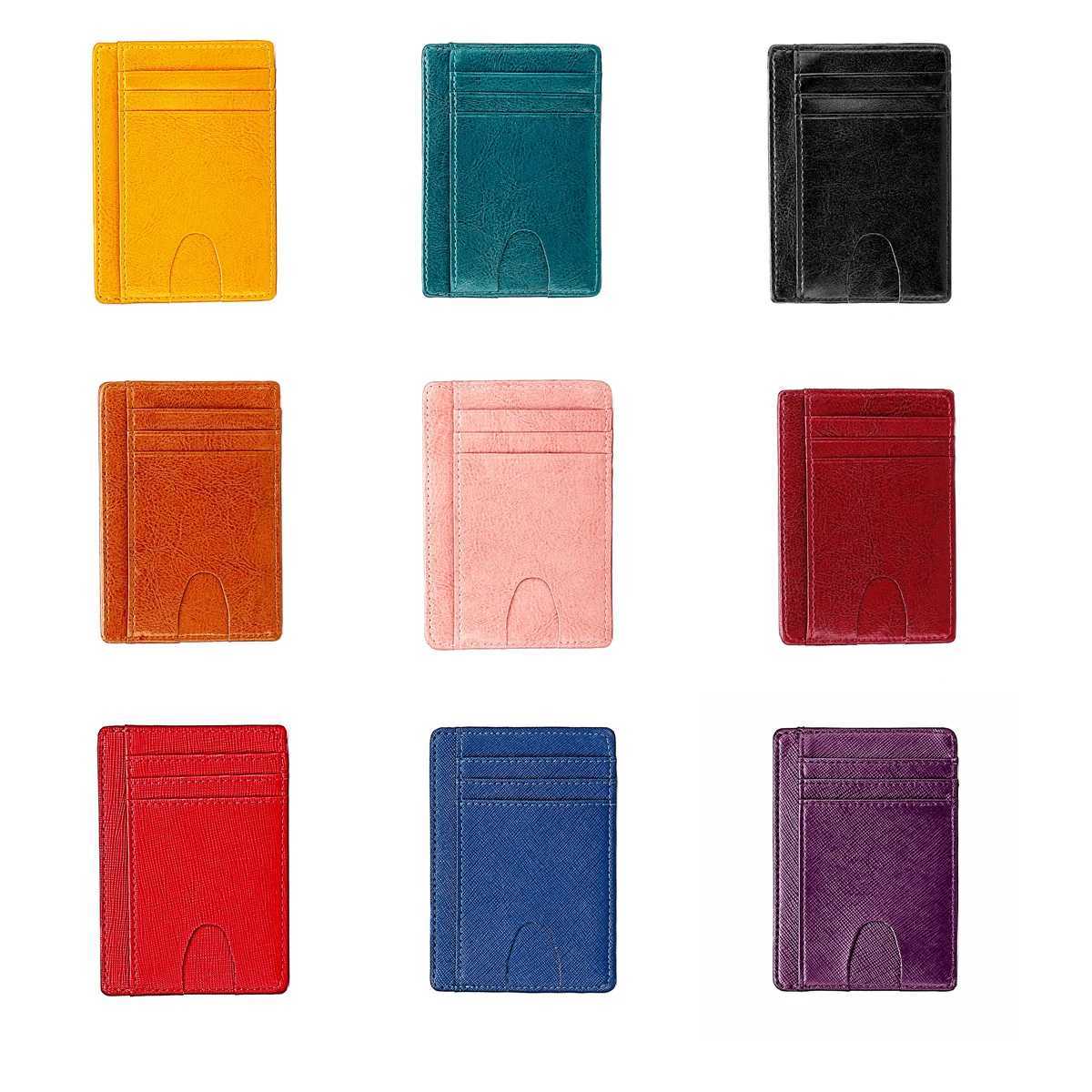 Men Minimalist Slim Card Holder Microfiber Leather Card Wallet Line Ultra Thin Mini Small Rfid ID Card Holder Purse Male WomenW251017