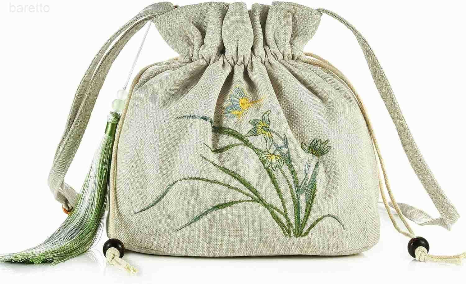 Women Chinese Hanfu Bag Floral Animal Embroidered Cloud Crossbody Drawstring Handbag Purse For Wedding Travel Daily Z251017