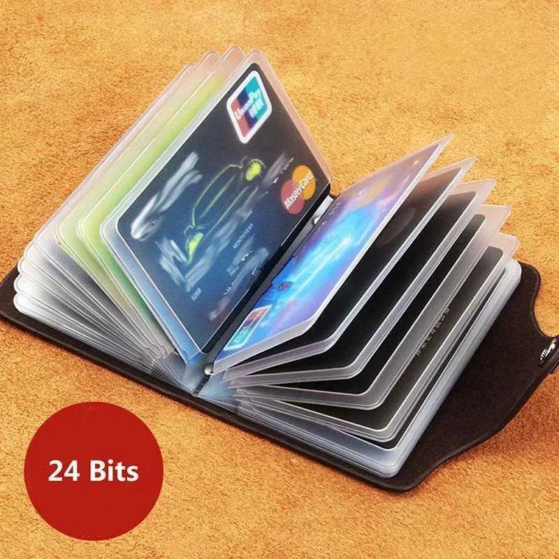 Business Card Holder Antitheft ID Credit Card Holder Fashion Womens 24 Cards Slim PU Leather Pocket Case Coin Purse WalletW251017