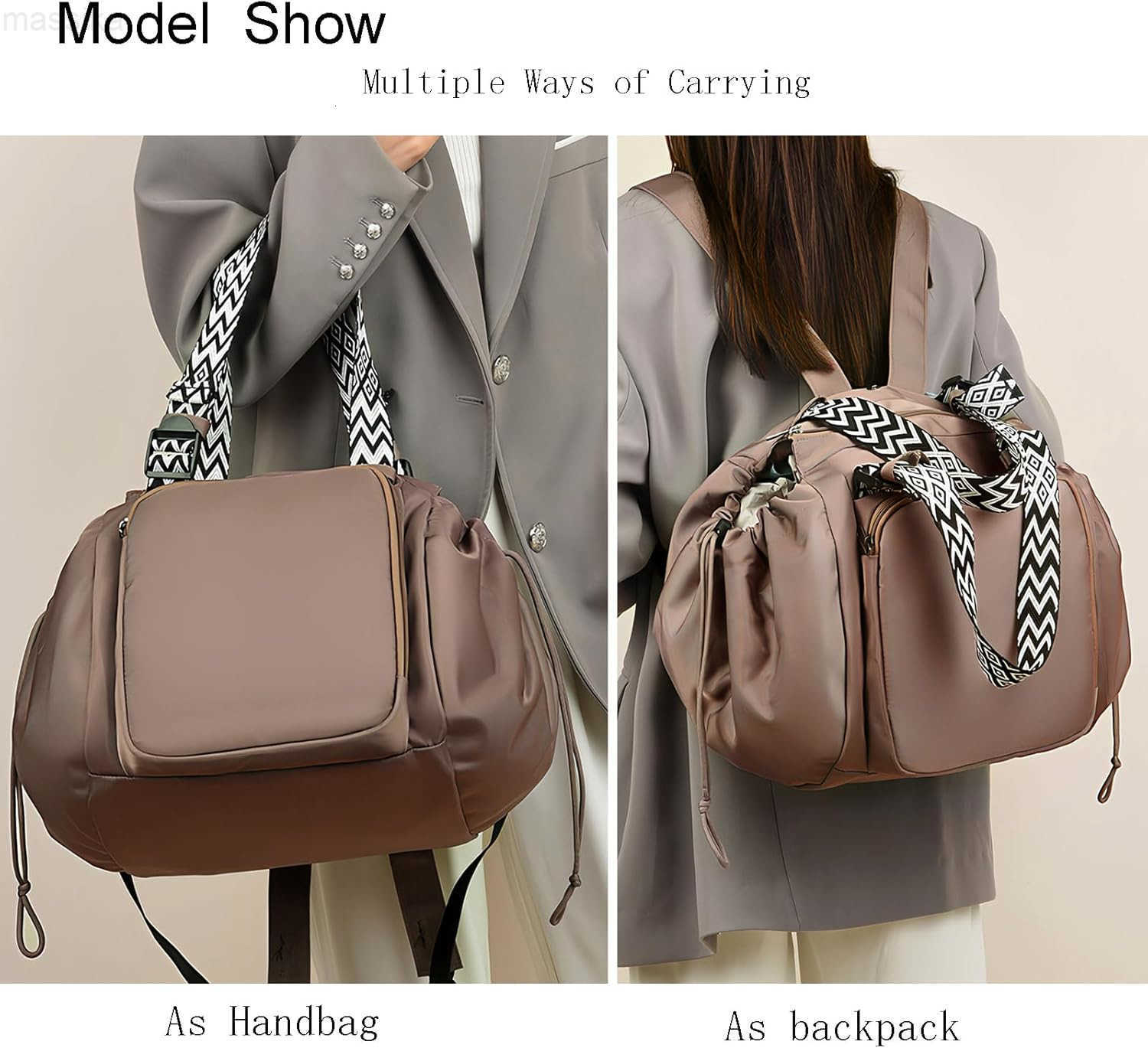 Tote Bag Large Capacity Versatile Nylon Lightweight Backpack with 15 Pockets for Car Travel M251017