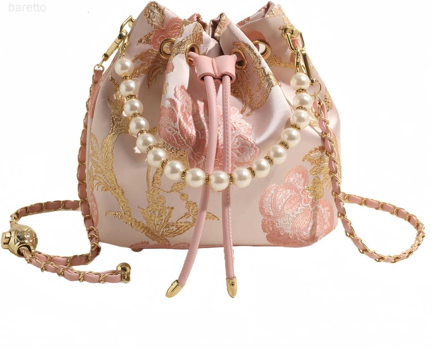 Bucket Bag for Women Small Pearl Drawstring Handbags Hobo Purse Z251017