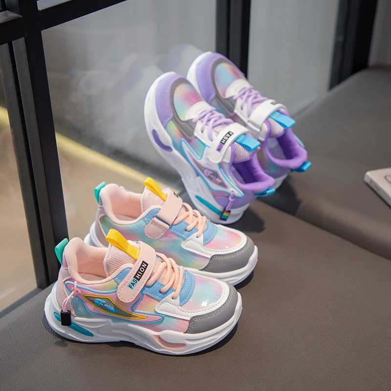 2025 Spring Autumn New Dad Shoes for Girls Breathable Soft Bottom Casual Sneakers for Kids Leather Surface Running Kids ShoesT251017