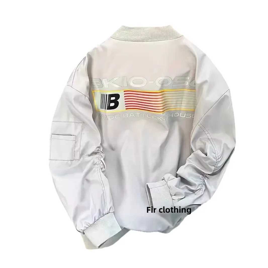 American Retro Oversize Zipper Jacket Mens Spring Hot Sale Of The Season Loose Baseball Flight Suit Jacket round Neck Full Slee J251017