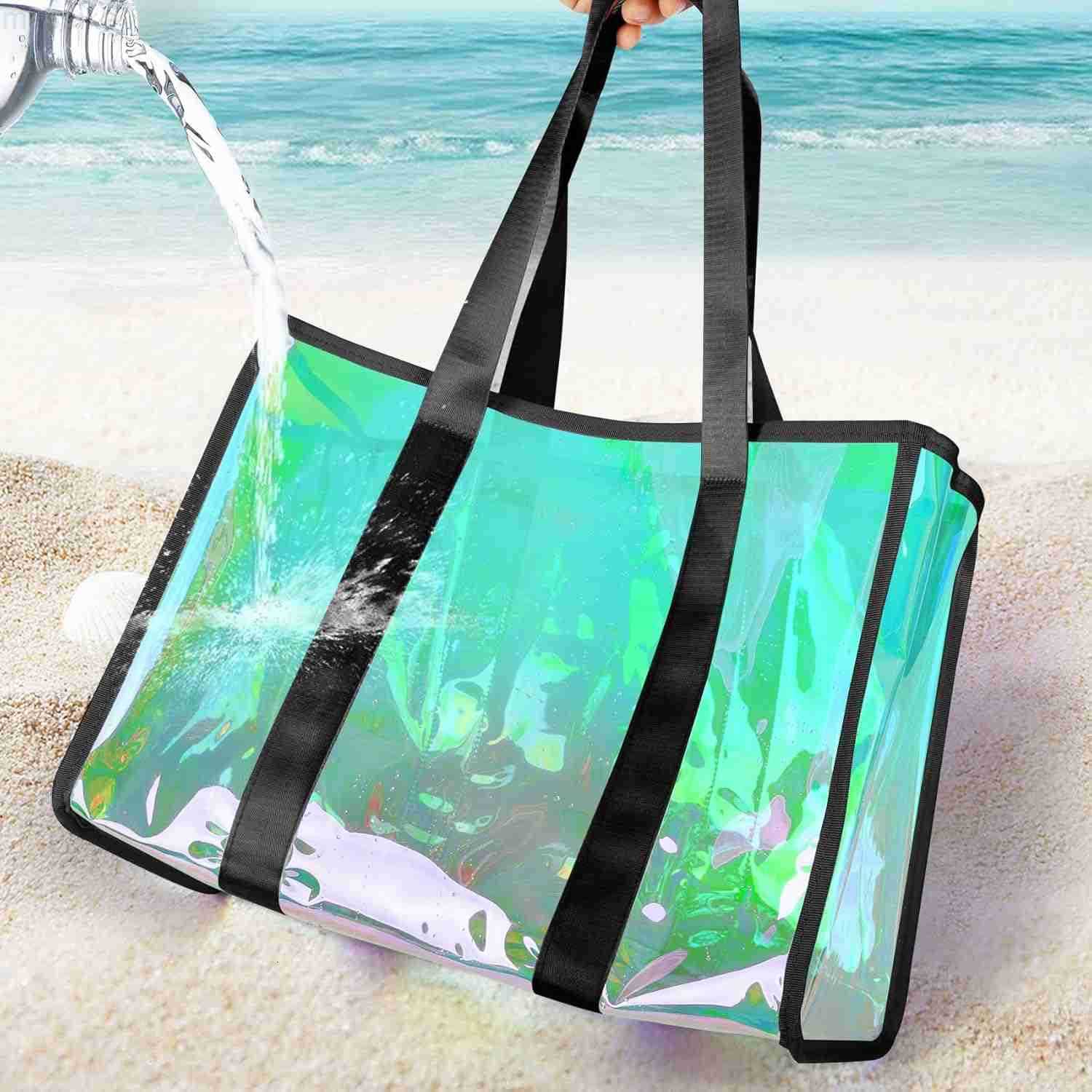 Large Beach Tote Bag For Women 26L With Touch Screen Phone Bag Clear Waterproof Sandproof Beach Shoulder Bag Handbag M251017