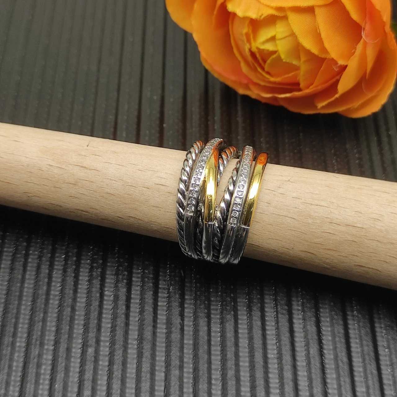 S925 sterling silver 2025 new 16mm cross sevenrow ring neutral fashion trend retro personality simple hiphop luxury jewelryW251017