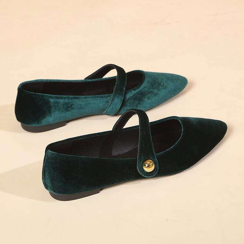 New style non-tiring square heel pointed toe single women, fashionable casual flat shoes for spring and autumn 2025