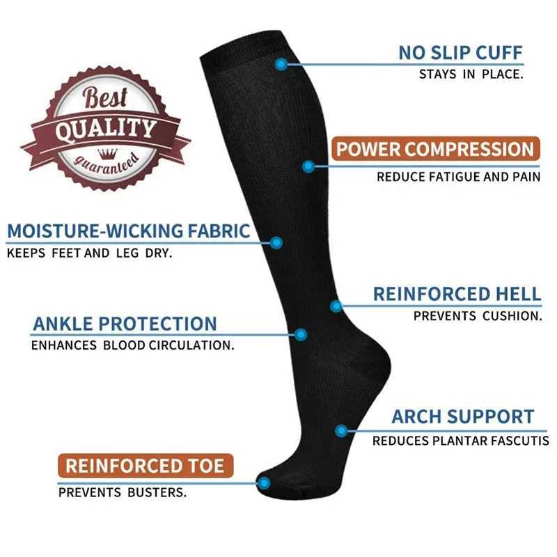 Mens and Womens Compression Athletic Socks Varicose Veins Football Football Socks Sports Running 30 MmHg 1 Pairs C251017