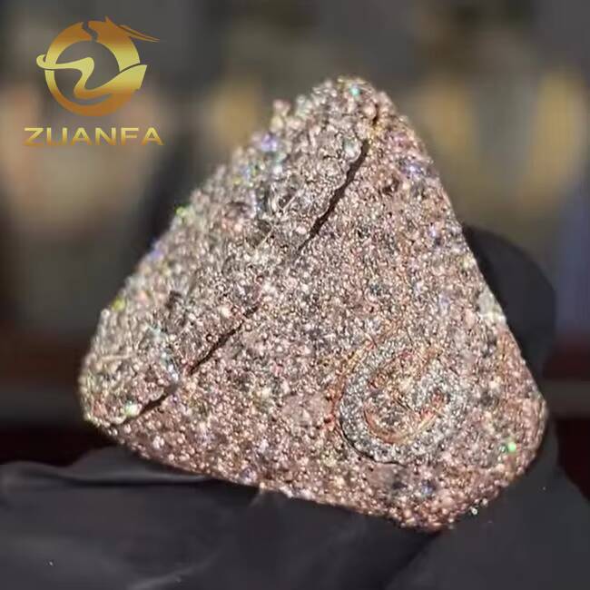 Diamond Reverse Setting New Iced Out Jewelry Moissanite Hip Hop Ring 925 Sterling Silver Men Diamond Ring Custom