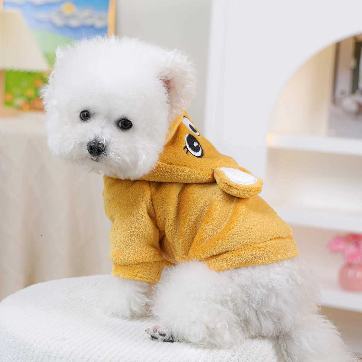 Pet Dog Clothing Autumn and Winter Thickened Plush Cute Bear Transformation Clothing Yellow Catdog ClothingW251017