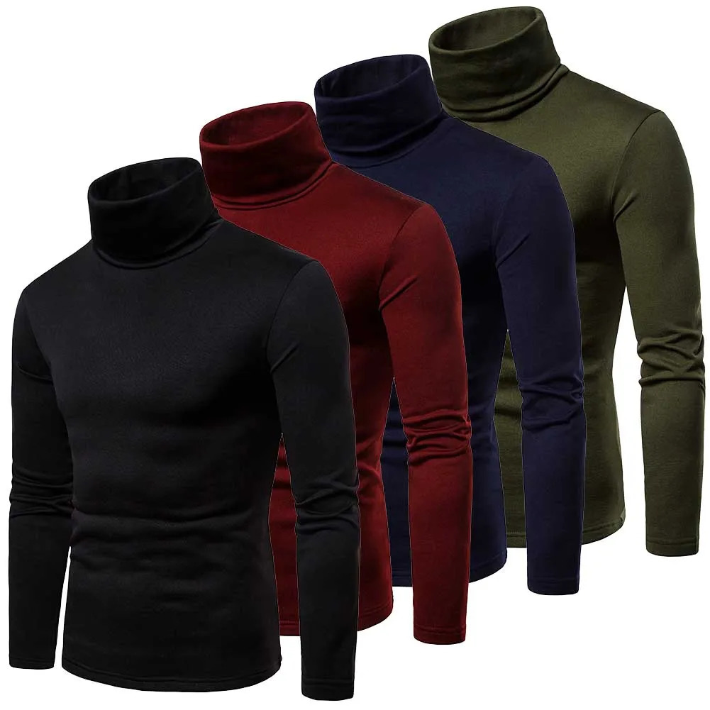 Autumn Winter Mens Turtleneck Sweaters Casual Thermal Long Sleeve Slim Fit Pullovers Stretch Basic Tops Sweatshirt Jumper TShirt 251017