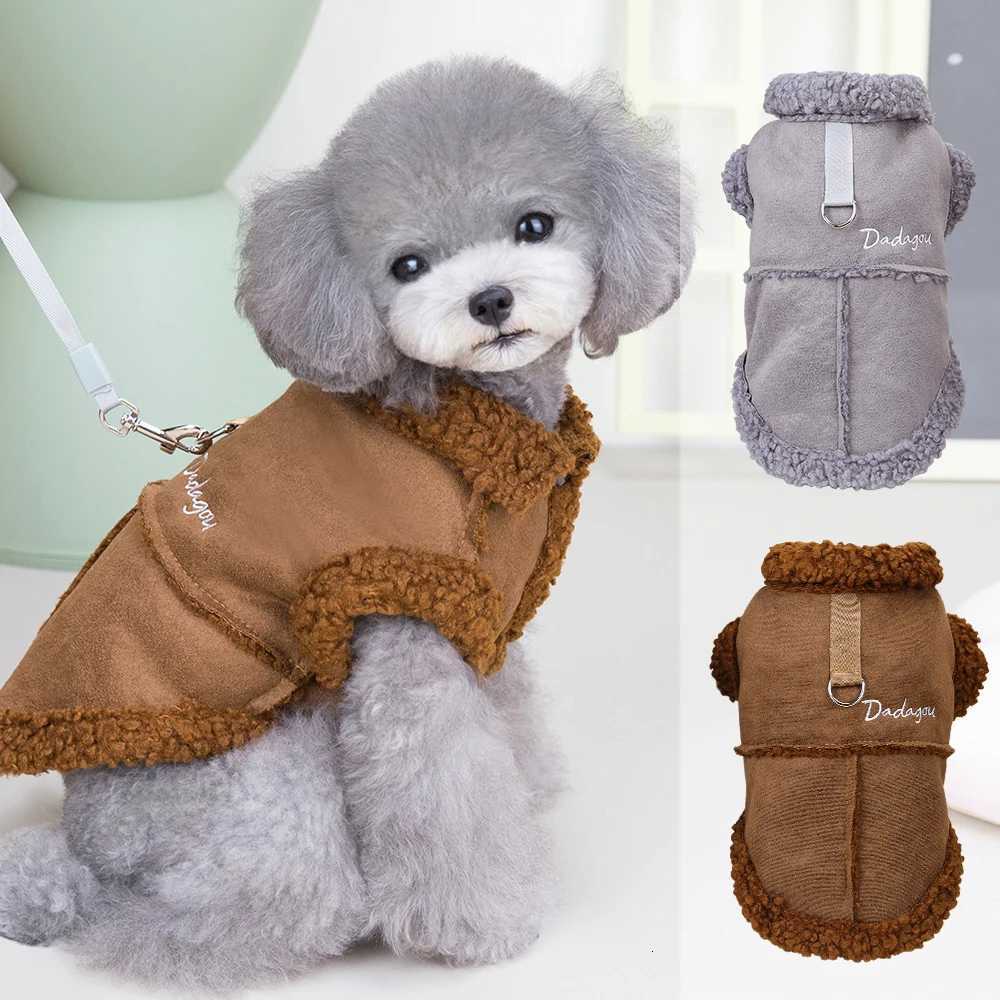 Winter Dog Leather Clothes Warm Fur Collar Dogs Jacket Coat Small Medium Dogs Clothes Vest Winter Pet Clothing Outfits CostumeW251017