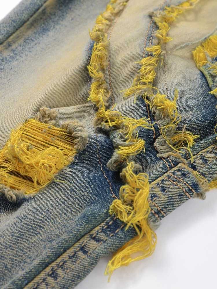 Fashion Ripped Patchwork Mens Jeans Zipper High Waist Slim Pencil Denim Pants 2025 Autumn Male Streetwear1 Y251105