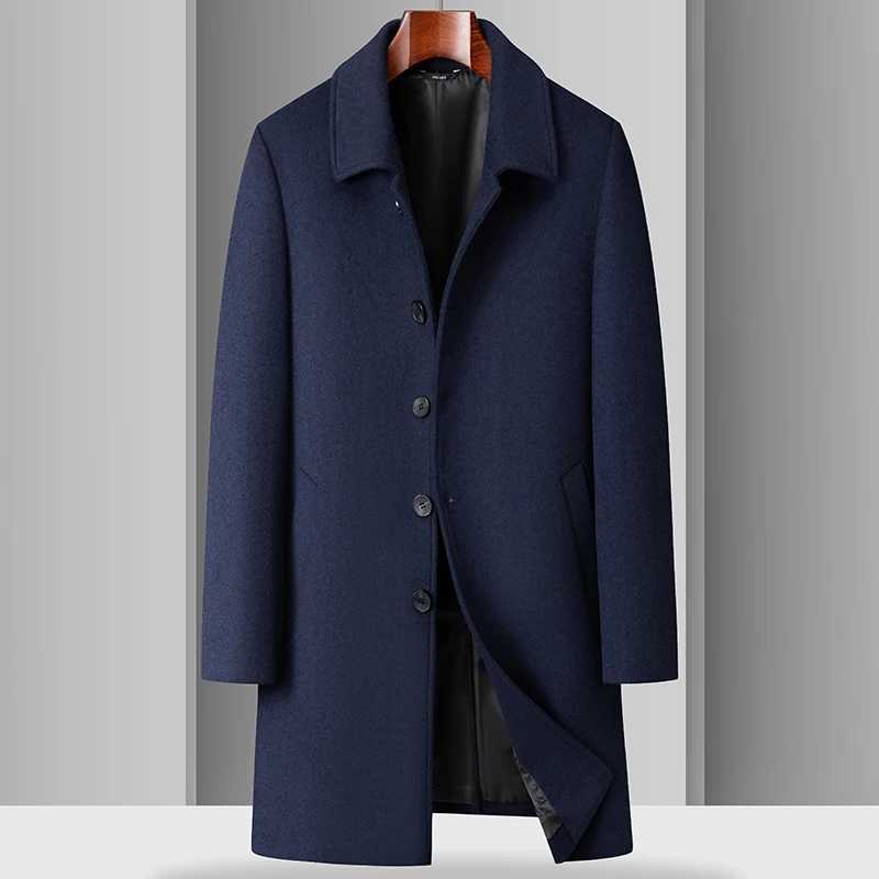Trendy Mens Wool Coat Autumn Winter Fashion Long Wool Jacket Business Casual Style Trench Coat Comfortable and Warm Mens Top J251017