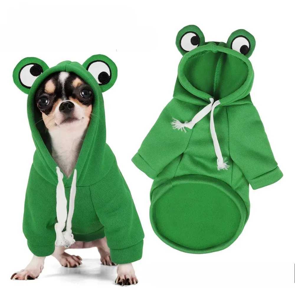 Funny Warm Pet Hooded Sweatshirt Soft Cartoon Frog Shape Dog Coats Breathable Cute Pet Clothes Small DogsW251017