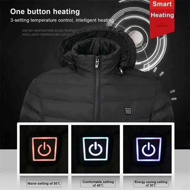 21 Areas Heated Jacket Mens Jacket Waterproof Heating Jacket Men Warm Winter Jackets Parka Coat Heated Vest Tactical H251017