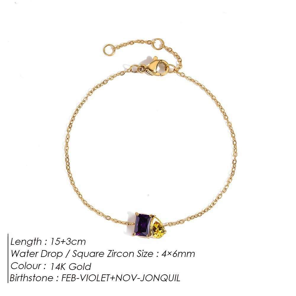 St.delan Fashion Water Drop Shape Square Light Bracelet Zircon Twee Birthstone Jewelry ddmypluto