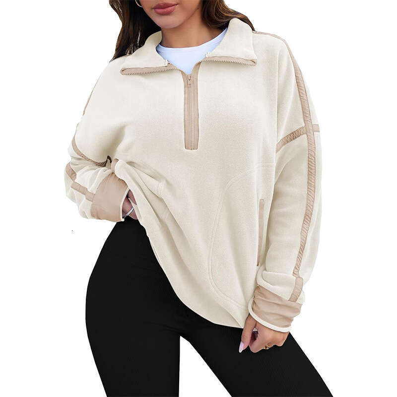 Women's Clothing Autumn Winter New Half High Collar Sweatshirt Casual Drawstring Short Loose Top B5