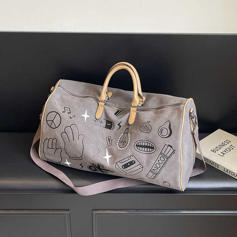 Travel Bag Women Super Large Capacity Outdoor Sports Handbag Canvas Big Bag Cartoon Sports Fitness Bag 250415