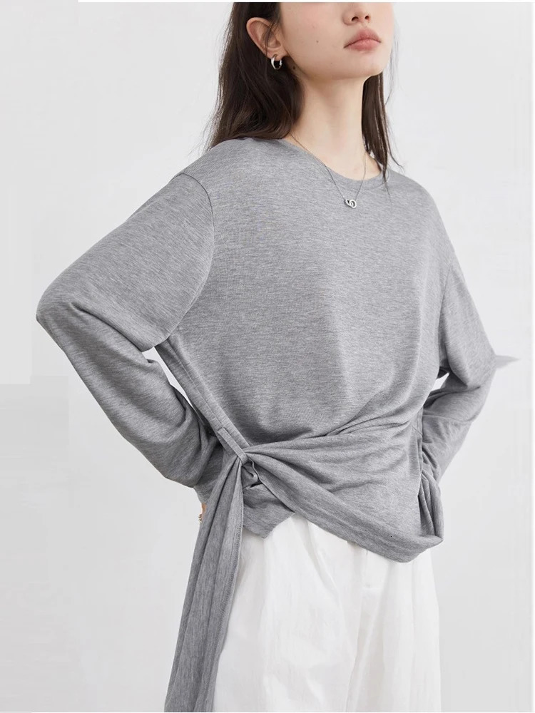 CHIC VEN Fashion Womens Pullovers Tees O Neck Loose Solid Long Sleeve Female Tshirt Thin Top Spring Autumn 251013