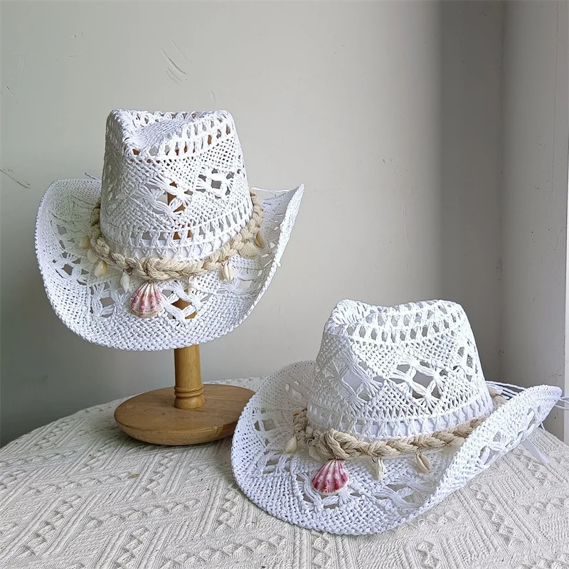 Shell Malan cowboy hat retro straw hat men and women jazz cowboy hat straw sun hat summer hat wide brim hat sombrero 251015