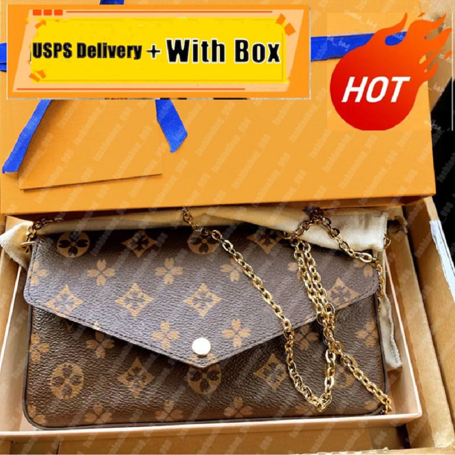 US Warehouse Designer Bag Wallet Ladies Classic Set of 3 piece Felicie Bag Luxury Tote Shoulder Bag Clutch Messenger Bag Wallet for women handbag cross body bag M61276