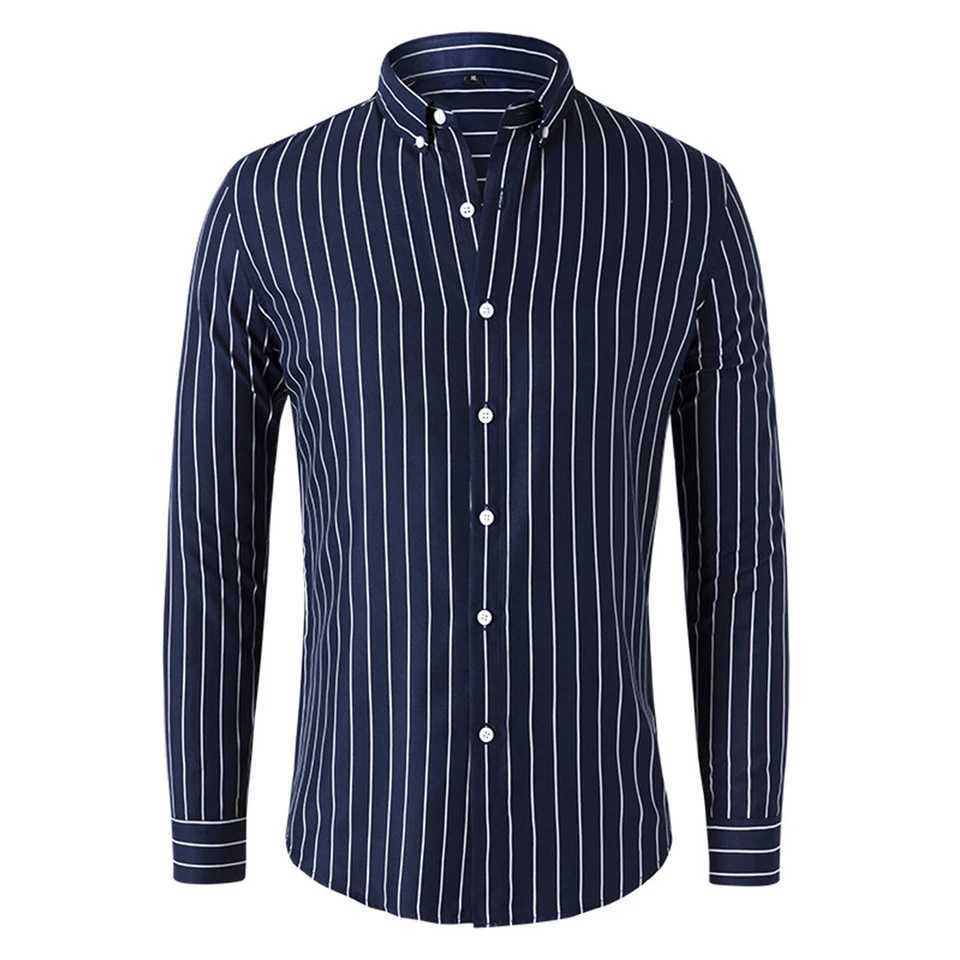 Fashion Mens Shirts And Blouses Striped Long Sleeve Single Breasted Slim Tops Lapel Party Social Shirt Clothing For Men J251017