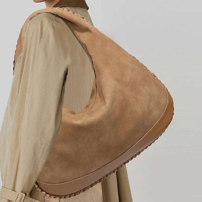 Designer Bags New Suede Frosted Shoulder Retro Large Capacity Commuting Armpit Hand Carried Versatile Fashion Crescent Bag Hot Selling