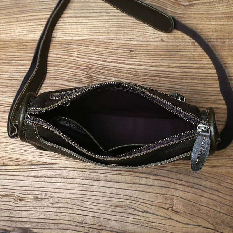 Hot Selling Handmade Genuine Leather Shoulder Backpack Men's Retro Original First Layer Cowhide Plain Color Casual Fashion Messenger Bag Designer