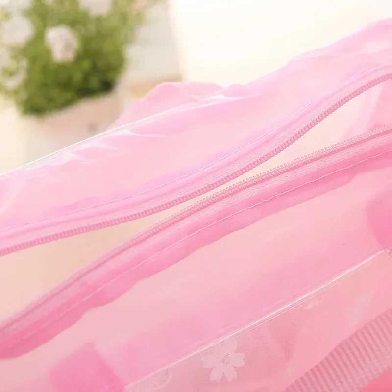 Waterproof PVC Cosmetic Storage Bag for Women Floral Transparent Wash Bag Creative Home Outing Compressed Shower Bag W251017