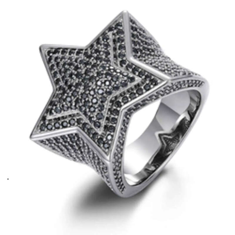 VVS Moissanite Dia Star Ring With GRA CertificateHiphop Men Women Fine Jewelry Iced Out Gold Plated Sterling Sier