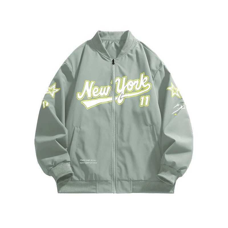 New Baseball Outwear Mens Letter Printed Baseball Jacket American High Street Trendy Oversized Stand Collar Jacket Mens Jackets J251017