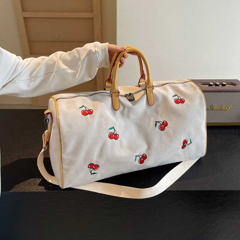 Canvas Travel Bag for Women, Extra Large Capacity Outdoor Business Trip Travel Luggage Bag, Ladies Handheld Sports Fitness Bag 250415