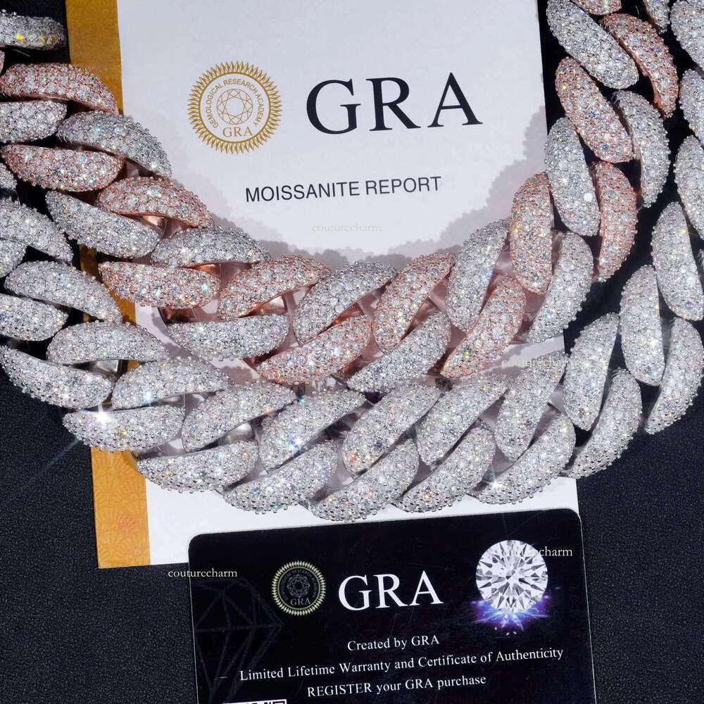 Big Heavy Solid 28MM GRA Certificate Sterling Sier Miami Moissanite Dia Cuban Link Chain