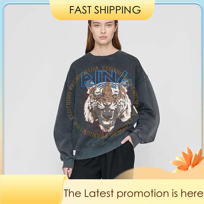 Designer Aninelys Binglys Sweater Vintage Washed Cotton Street Casual Round Neck A Bing Alphabet Graffiti Printed Hoodie Suitable Sports Leisure Sweatshirt 1d0