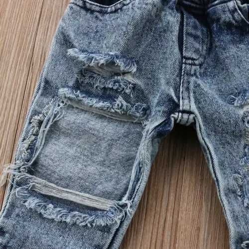 Pudcoco US Stock New Fashion Kids Girls Patch Denim Pants Stretch Elastic Trousers Jeans Ripped Clothes PatchT251017