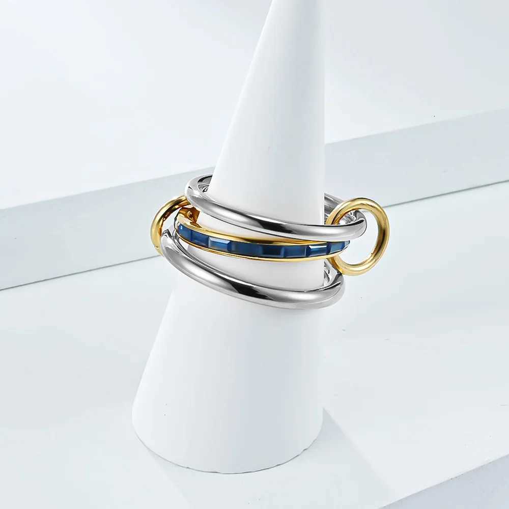 18K Gold Plated Titanium Steel TripleLayer Ring Full CZ Stackable Jewelry Minimalist Luxury Bridal Gift Everyday Elegance Z251017