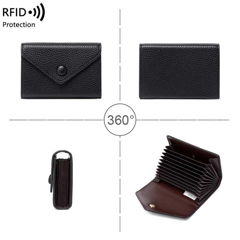 RFID AntiTheft Brush Organ Card Bag lychee Grain Soft Skin Simple Coin Wallet MultiCard Lightweight Small Card Bag NewW251017