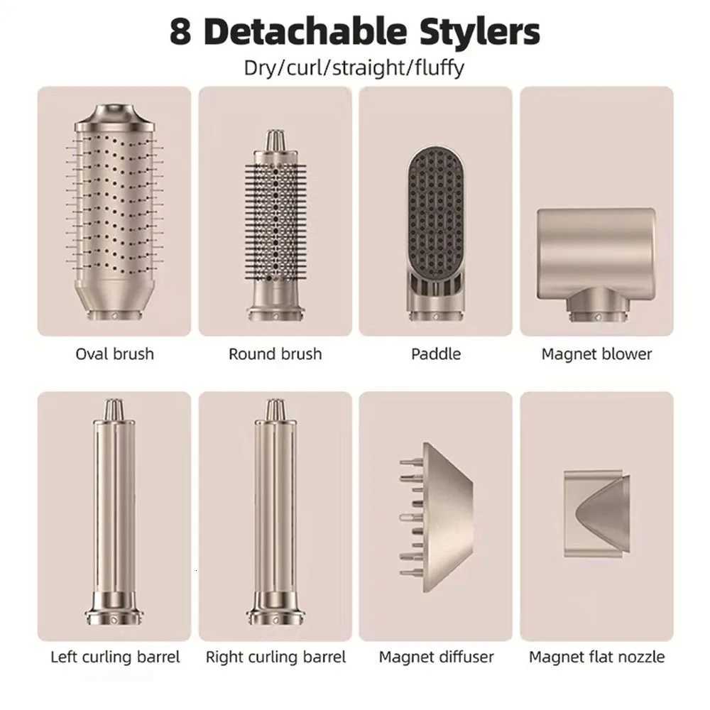 8 In 1 Hair Dryer Set New Fashion Auto Hair Curler Straightening Iron Hot Air Brush Fast Heat Hot Comb Womens Hair Beauty W251017