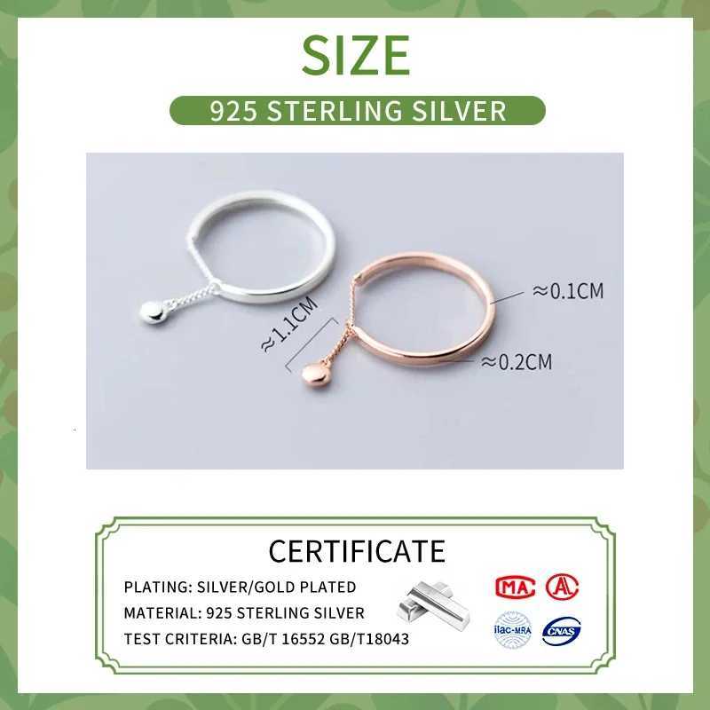 SOFTPIG Real 925 Sterling Silver Bead Chain Tassel Adjustable Ring For Fashion Women Punk Fine Jewelry Minimalist AccessoriesW251017